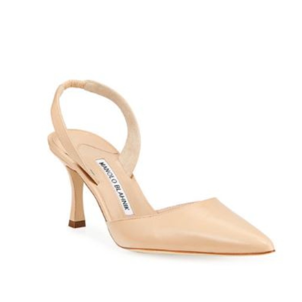 Manolo Blahnik Carolyne Leather Mid-Heel 70mm Halt